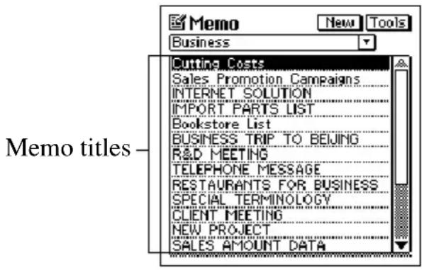 Memo Business Cutting Costs Sales Promotion Campaigns INTERNET SOLUTION IMPORT PARTS LIST Bookstore List BUSINESS TRIP TO BEIJING R&D MEETING TELEPHONE MESSAGE RESTAURANTS FOR BUSINESS SPECIAL TERMINOLOGY CLIENT MEETING NEW PROJECT SALES AMOUNT DATA
