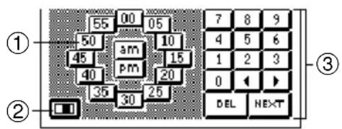 55 00 05 50 10 45 15 40 pm 20 35 25 ① ② ③ 7 8 9 4 5 6 1 2 3 0 ▶ DEL NEXT