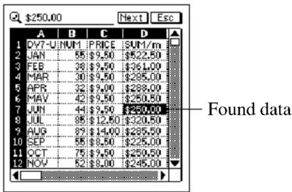 CASIO PV-S1600 - To search for data in a sheet - 1