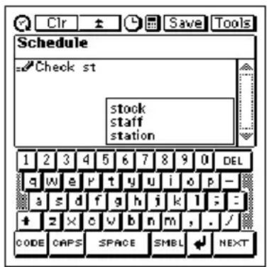 Schedule Check st stock staff station 1 2 3 4 5 6 7 8 9 0 DEL q w e p t y u i o p - a s d f g h i k l : : + z x c v b n m , . / CODE CAPS SPACE SMBL NEXT