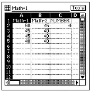 Math-1 Tools A B C D 1 Math-1 Math-2 NUMBER 2 50 45 4 3 45 40 4 45 40 5 40 40 6 7 8 9 10 11 12