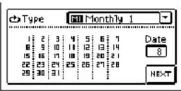 Type 1 2 3 4 5 6 7 8 9 10 11 12 13 14 15 16 17 18 19 20 21 22 23 24 25 26 27 28 29 30 31 Date 8 NEXT