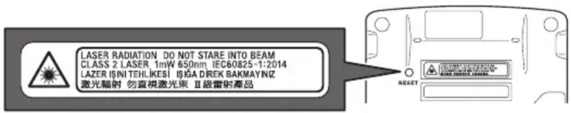 LASER RADIATION DO NOT STARE INTO BEAM CLASS 2 LASER, 1mW 650nm IEC60825-1:2014 LAZER İŞINITEHLİKESİ İŞİGA DİREK BAKMAYNIZ 激光辐射 势直视激光束 Ⅱ级雷射產品