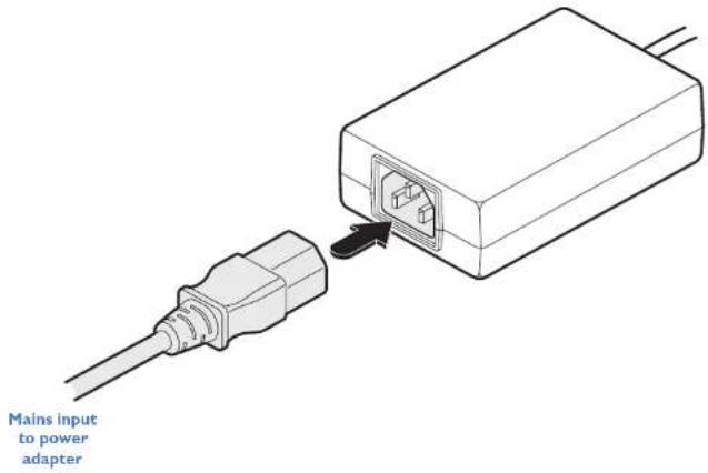 Mains input to power adapter