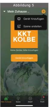 Abbildung 5 Mein Zuhause ... Gerät hinzufügen Szene erstellen KKT KOLBE Keine Gerät, bitte hinzufügen Gerät hinzufügen Main Course Scene Smart Purfit