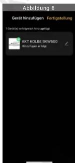 Abbildung 8 Gerät hinzufügen Fertigstellung 1 Gerät(s) erfolgreich hinzugeführt KKT KOLBE BKW500 Hinzufügen er fortige