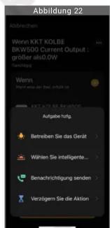 Abbrachten Wenn KKT KOLBE BKW500 Current Output : größer als0.0W Santaggg Wenn Aufgabe nach der Bet-0013 KKT KLT SE RISIKEL Aufgabe hafg. Betreiben Sie das Gerät > Wählen Sie intelligente... Benachrichtigung senden > Verzügern Sie die Aktion >