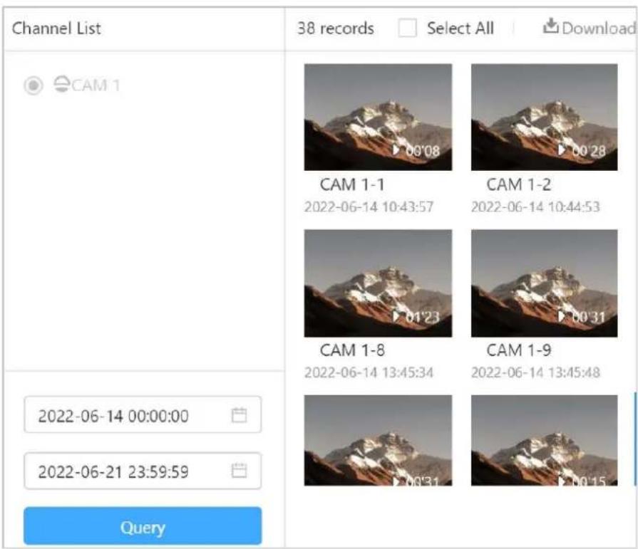 Channel List 38 records Select All Download CAM 1 CAM 1-1 CAM 1-2 2022-06-14 10:43:57 2022-06-14 10:44:53 CAM 1-8 CAM 1-9 2022-06-14 13:45:34 2022-06-14 13:45:48 2022-06-14 00:00:00 2022-06-21 23:59:59 Query