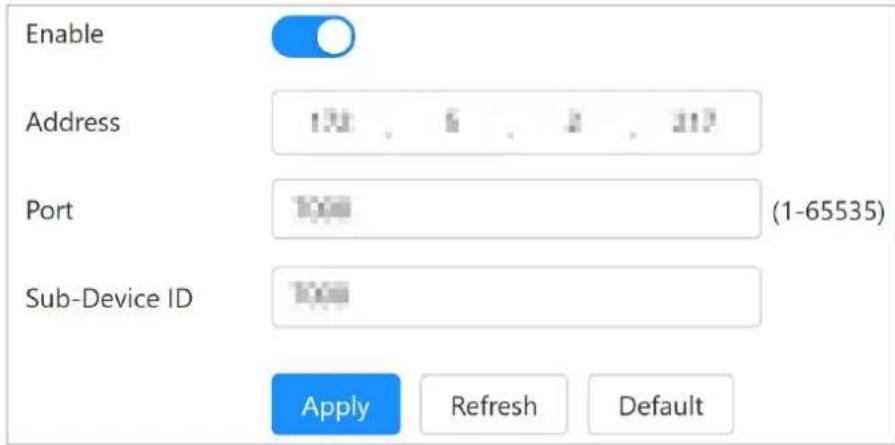 Enable Address 132 6 2 217 Port 1000 (1-65535) Sub-Device ID 1000 Apply Refresh Default