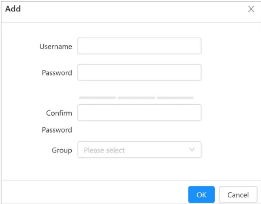 Add Username Password Confirm Password Group Please select OK Cancel