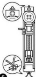 Diagram of a mechanical device with labeled parts and two circular insets showing different components.