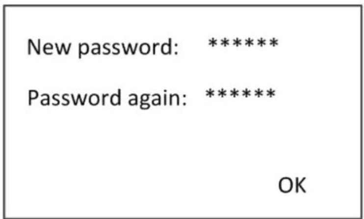 New password: ***** Password again: ***** OK