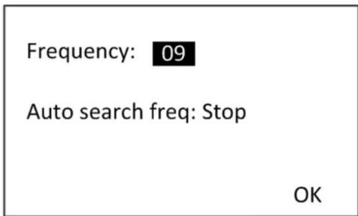 Frequency: 09 Auto search freq: Stop OK