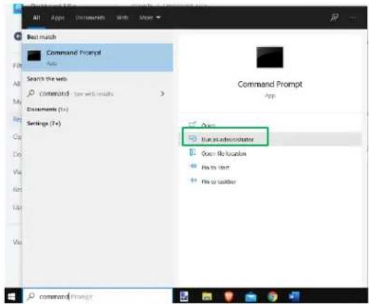 Command Prompt App Search the web Contaminated - Web and results Documents (1+) Settings (7+) Run at Administrator Open My location Play to start File to Usolder Command Prompt App