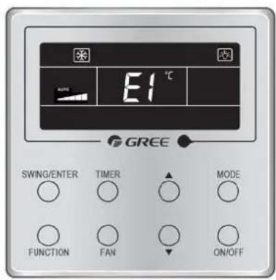 E1 °C GREE SWING/ENTER TIMER MODE FUNCTION FAN ON/OFF
