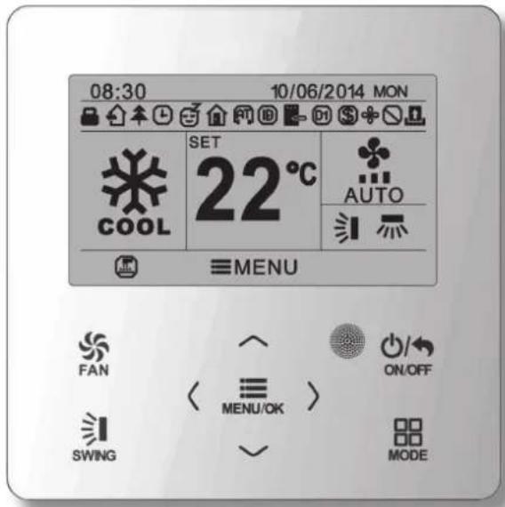 08:30 10/06/2014 MON COOL SET 22°C AUTO MENU FAN ON/OFF SWING MENU/OK MODE
