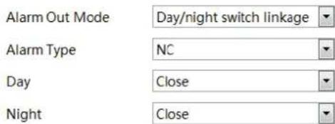 Alarm Out Mode Day/night switch linkage Alarm Type NC Day Close Night Close