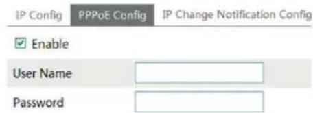 IP Config PPPoE Config IP Change Notification Config Enable User Name Password