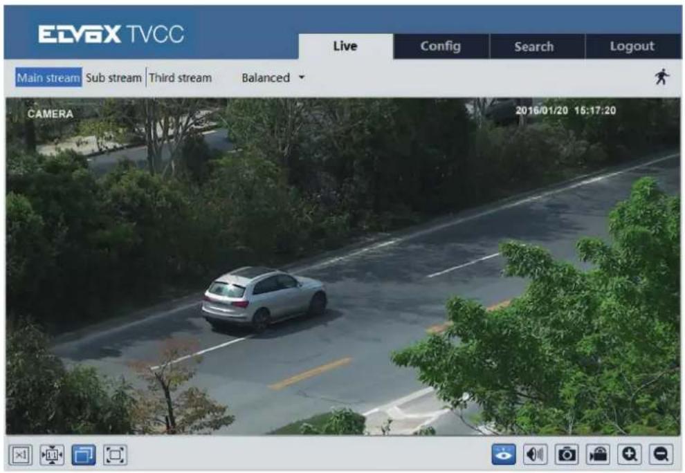 EDV6X TVCC Live Config Search Logout Main stream Sub stream Third stream Balanced CAMERA 2016/01/20 15:17:20
