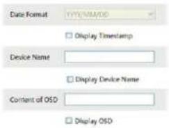 Date Format TYPE/VIA/DD □ Display Timestamp Device Name □ Display Device Name Content of OSD □ Display OSD