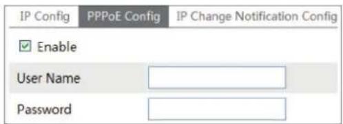 IP Config PPPoE Config IP Change Notification Config Enable User Name Password