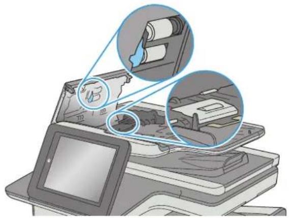 HP PageWide Enterprise Color MFP 586dn - Reinigen der Vorlageneinzugswalzen und der Trennvorrichtung des Vorlageneinzugs - 3