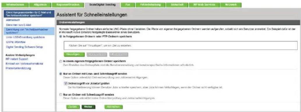 Information Allgemein Kapieren/Strucken Scan/Digital Sending For Fehler/Behrachtung Sicherheit HP Tools Services Netwerk Einrichtungsasschübers für C-Verl und "im Nettwerkontender speichern" Admittwoch Einrichten von E-Mid Einrichtung von "im Nettwerkontender speichern" Unter USB-Einstellung speichem OXPz. WorkNow Digital Sending Software-Setup Andere Verbindlichungen HP Instart Support Einbraut von Verbausbuchmaterial Produktunterstützung Assistent für Schnelleinstellungen Ordnereinstellungen Normale frigegebene Ordner haben verfache UNC-Plade ohne Variablen. Die Plade von eigenen frigegebenen Ordern werden aufgerufen, siebold sich ein Benutzer anmeldet. Ein Beispiel dafür ist der in Microsoft Active Directory festgelegte Bessanderer eines Genutzers. In frigegebenen Ordern oder FTP-Ordern speichern Rücken Sie auf "Hinzufügen", um ein Zeit zu erstehen. Heuzigen Einsturegen Forderen In einem eigener frigegebenen Ordner speichern Zum Erstatten des Ordnurpfekte sind die Berechnanstellung und beizientbezofferte Informationen erforderlich. Nur an Ordner mit Leze- und Schreibzugriff senden Diese Option unterstützt Ordnreiterprüfung und Jahresrechteiligungen. Ordnerzugriff vor Jobertart präfen Bei Notaktieuerung können Denutzer Jobs stellwiler speichern, aber Jobs können fehlschlagen, wenn der Ordner nicht verfügbar ist. Nur an Ordner mit Schreibzugriff senden Diese Option unterstützt keine Ordner-Esprüfung und Jahresrechteichtigungen. Outflow Writer Abgaben