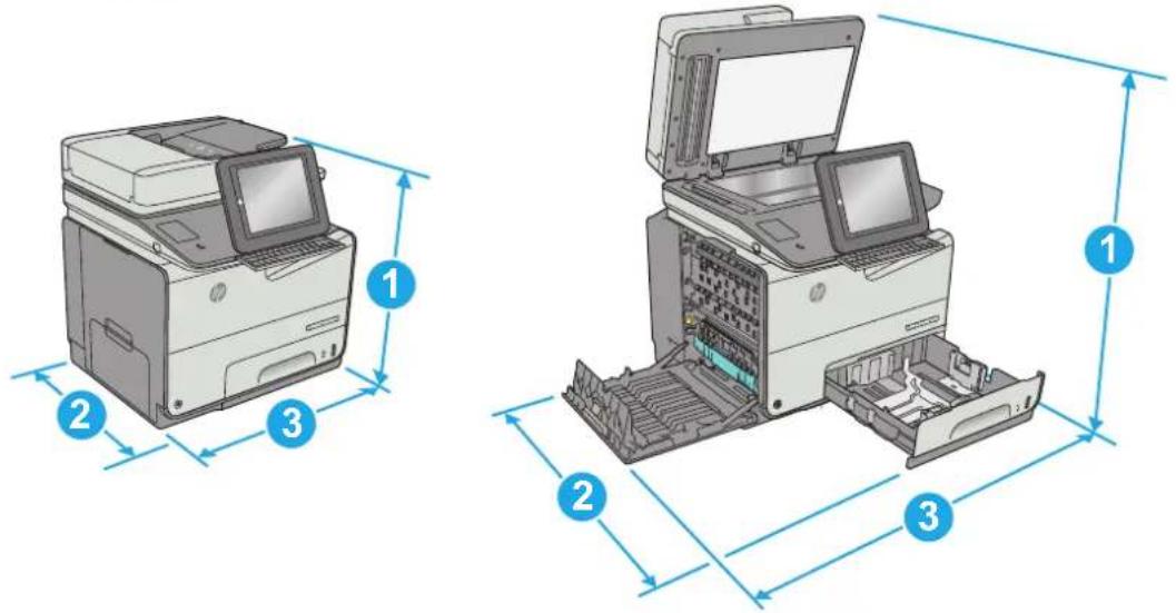 HP PageWide Enterprise Color MFP 586dn - Druckerabmessungen - 1