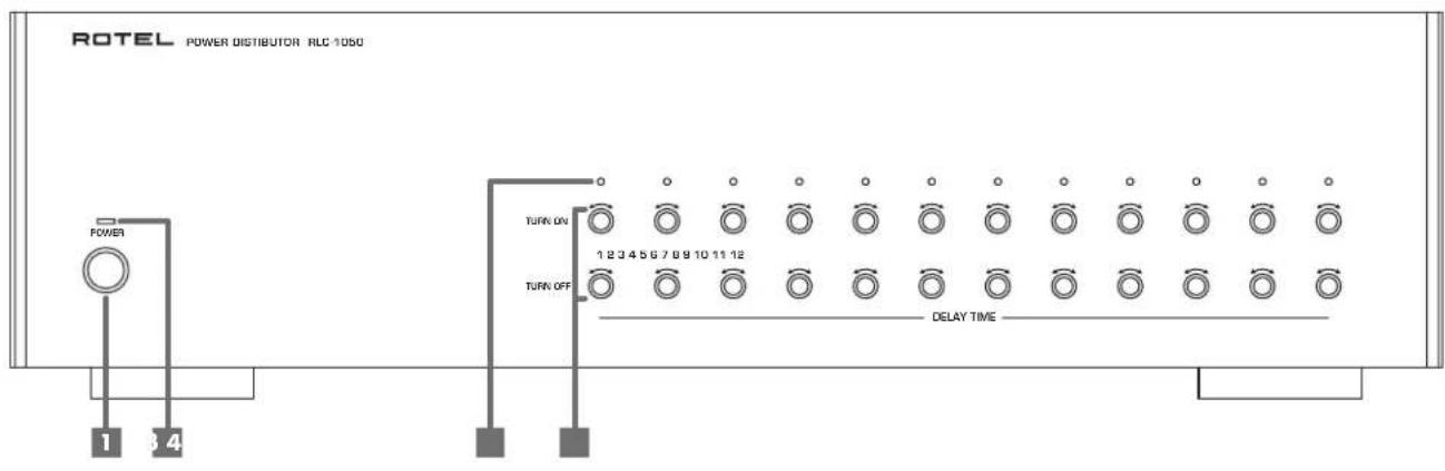 ROTEL POWER DISTRIBUTOR RLC 1050 POWER 1 3 4 TURN ON 123456789101112 TURN OFF DELAY TIME