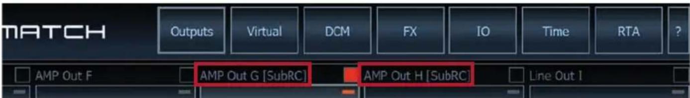 MATCH Outputs Virtual DCM FX IO Time RTA ? AMP Out F AMP Out G [SubRC] AMP Out H [SubRC] Line Out I