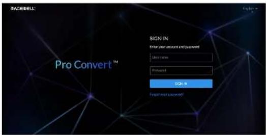 RACEBELL Pro Convert™ SIGN IN Enter your account and password User name Password SIGN IN Request your account!