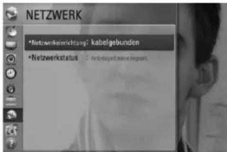 NETZWERK •Netzwerkeinrichtung: kabelgebunden •Netzwerkstatus : Verbindung und sonstige langsgesamt.