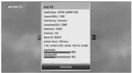 arte HD S Barkeit Name: ASTM SLMOR 19.2E Frequency(MHz): 11382 Polytechnikung: Horizontal Symbolums(0x5/s): 22680 Modulation: DV/BS2 Codewinst: 0/0 Stenot-ID: 0x2070 Ambient Name: Ziffusion V PD: 0x1642 A PD: 0x1644 PCR PD: 0x1642 Signalstärke: 100% Signalqualität: 42% Schließen