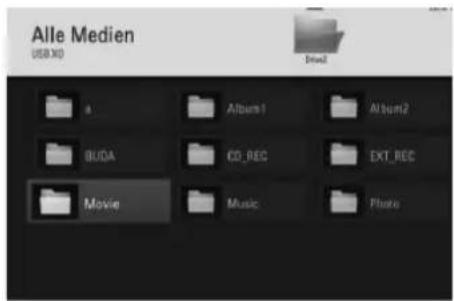 Alle Medien USB.XD File1 Album1 Album2 BUDA CD_REC EXT_REC Movie Music Photo