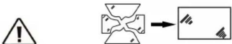 Warning symbol and process diagram showing warning, funnel, and box with Chinese text labels