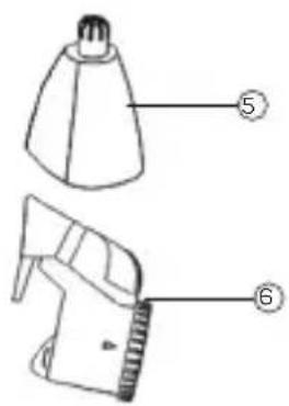Diagram of a spray gun with labeled parts 5 and 6