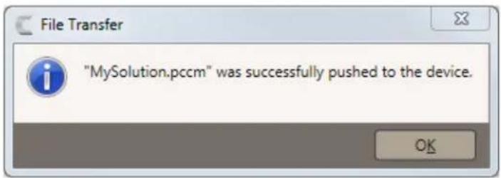 "MySolution.pccm" was successfully pushed to the device.