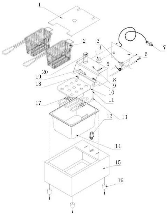 Technical diagram of a multi-step appliance assembly with numbered components for identification