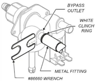 BYPASS OUTLET WHITE CLINCH RING METAL FITTING #86660 WRENCH