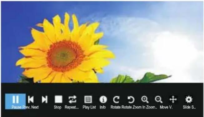 Pause Prev. Next Stop Repeat... Play List Info Rotate Rotate Zoom In Zoom.. Move V. Slide S.