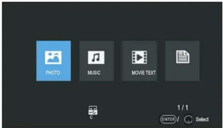PHOTO MUSIC MOVIE TEXT 1 / 1 ENTER / Select
