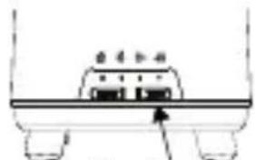 Simple line drawing of a device with three ports and an arrow pointing to one (no text or symbols)