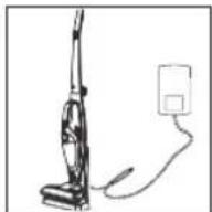 Exploded view diagram of a vacuum cleaner with numbered parts for identification and assembly reference.