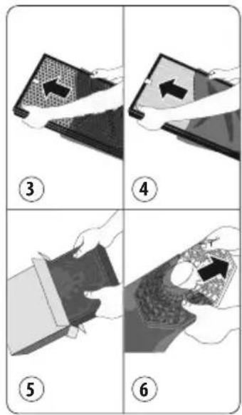 Step-by-step diagram showing a device being processed, labeled 3 to 6 with directional arrows indicating movement.