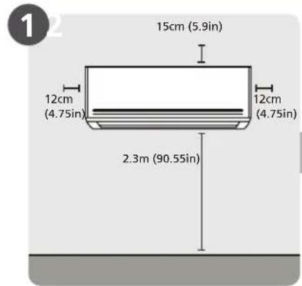 15cm (5.9in) 12cm (4.75in) 12cm (4.75in) 2.3m (90.55in)