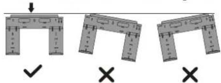 Diagram showing three identical mechanical or architectural component views with check and cross symbols indicating selection or validation.