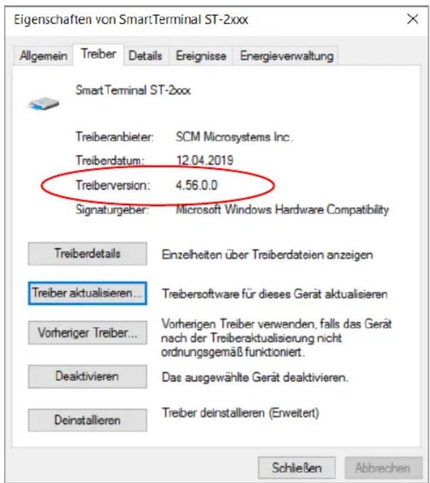 Eigenschaften von SmartTerminal ST-2xxx Allgemein Treiber Details Ereignisse Energieverwaltung Smart Terminal ST-2xxx Treiberanbieter: SCM Microsystems Inc. Treiberdatum: 12.04.2019 Treiberversion: 4.56.0.0 Signaturgeber: Microsoft Windows Hardware Compatibility Treiberdetails Einzelheiten über Treiberdateien anzeigen Treiber aktualisieren... Treibersoftware für dieses Gerät aktualisieren Vorheriger Treiber... Vorherigen Treiber verwenden, falls das Gerät nach der Treiberaktualisierung nicht ordnungsgemäß funktioniert. Deaktivieren Das ausgewählte Gerät deaktivieren. Deinstallieren Treiber deinstallieren (Erweitert) Schließen Abbrevchen