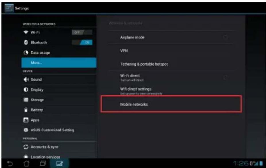 ASUS Transformer Pad TF700KL - Konfigurieren der APN-Einstellungen - 1
