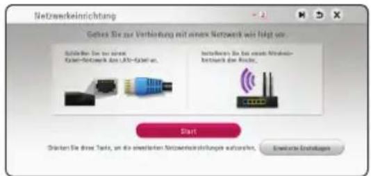 Netzwerkeinrichtung Geben Sie die Informationen zur Verbindung mit einem Netzwerk ein. Wählen Sie für ein Kabelnetzwerk die Option. Geben Sie für ein Windows- Netzwerk die Daten ein. Start Drücken Sie die Taste, um die einzelnen Netzwerkeinstellungen aufzurufen. Einfache Einstellungen