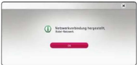 Netzwerkverbindung hergestellt. Kabel-Netzwerk OK